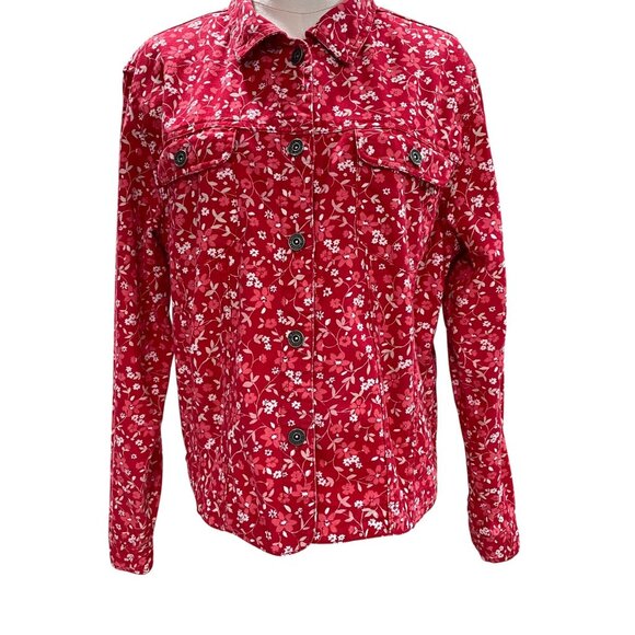 Vintage Christopher Banks Red Pink Floral Jacket Cottagecore Spring Modest M - Picture 9 of 11